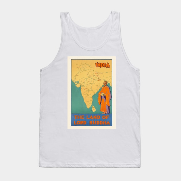 India The land of Lord Buddha Vintage Poster 1930 Tank Top by vintagetreasure